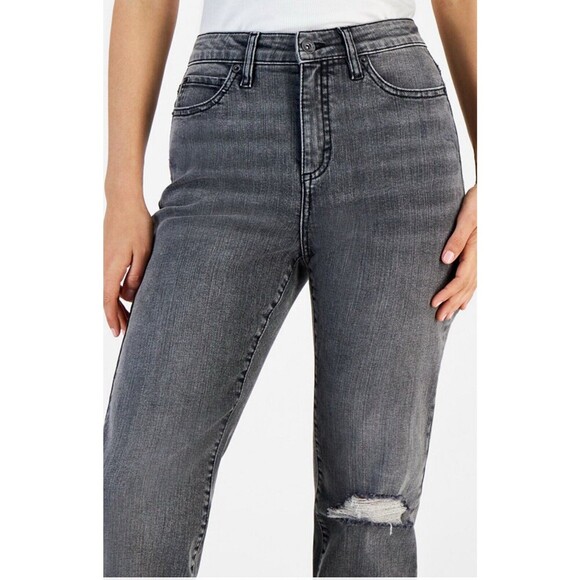 I.n.c. Concepts Women's Distressed High-Rise Straight-Leg Jeans core denim 8/29 - Picture 6 of 16